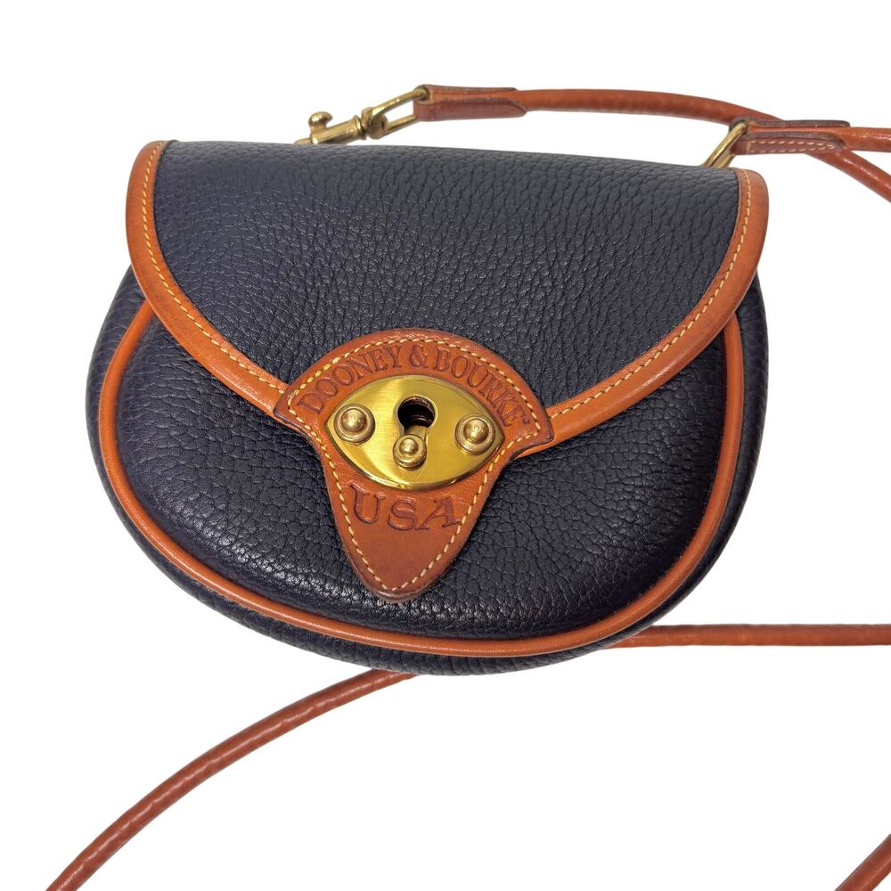 Dooney & Bourke Navy Blue Leather Calvary Crossbody Belt Bag Convertible 6" x 5" - Picture 5 of 10